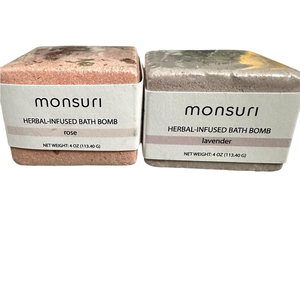 set of 2 Monsuri Lavender & Rose Bath Bombs Aromatherapy NEW